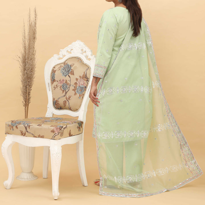 3PC- Embroidered Khadi Net Suit PF5059