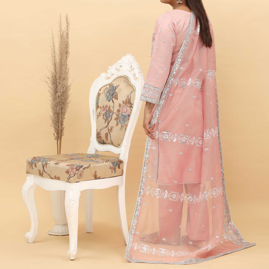 3PC- Embroidered Khadi Net Suit PF5060