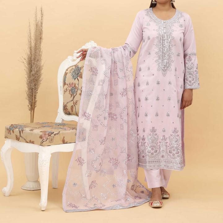 3PC- Embroidered Khadi Net Suit PF5074