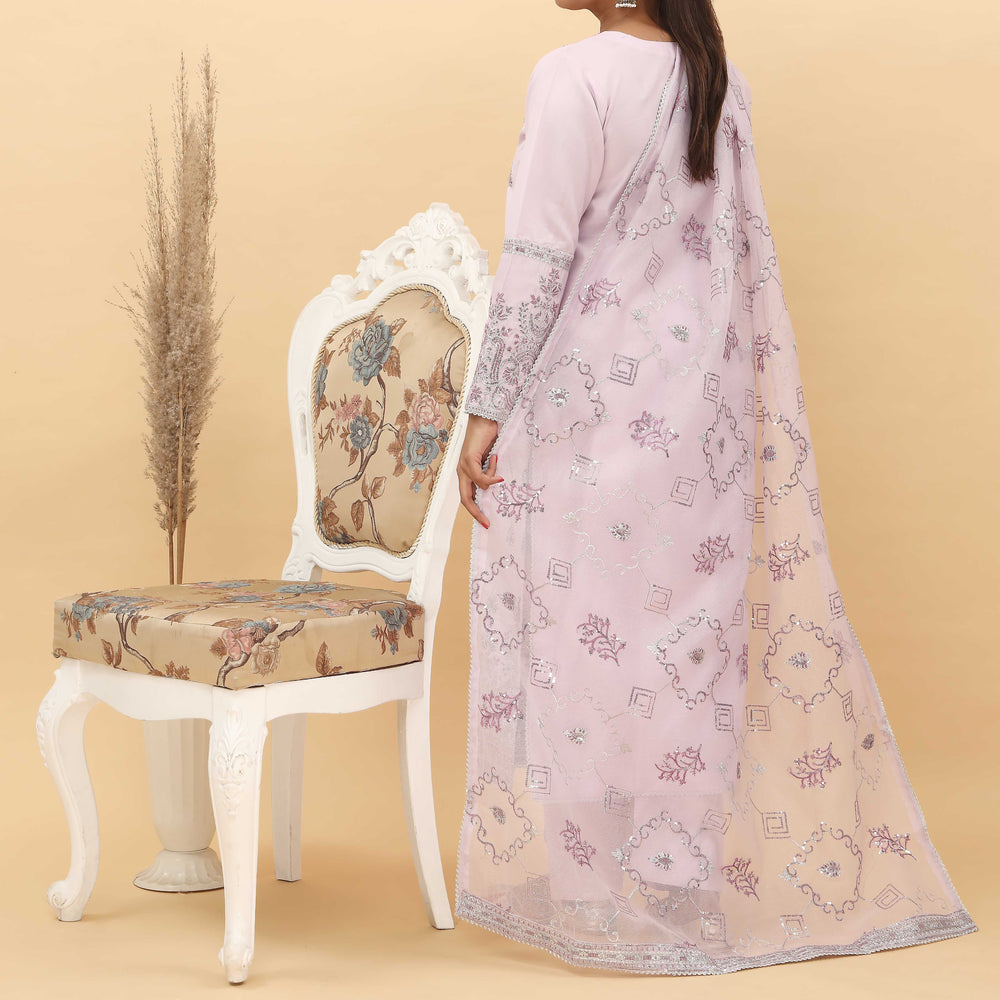 3PC- Embroidered Khadi Net Suit PF5074