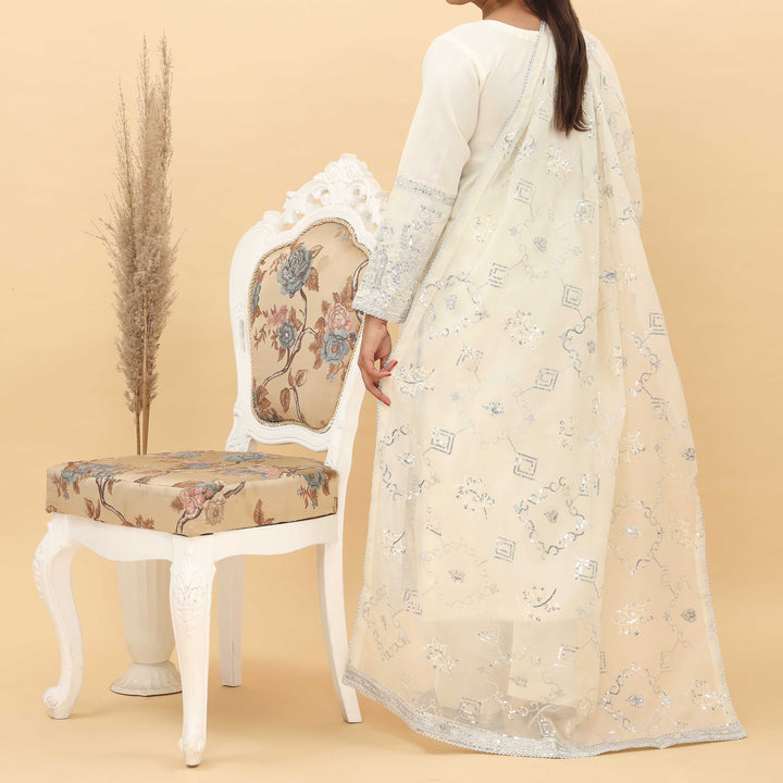 3PC- Embroidered Khadi Net Suit PF5075