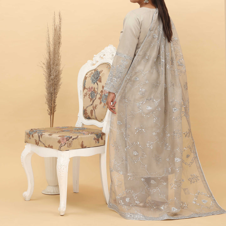3PC- Embroidered Khadi Net Suit PF5076