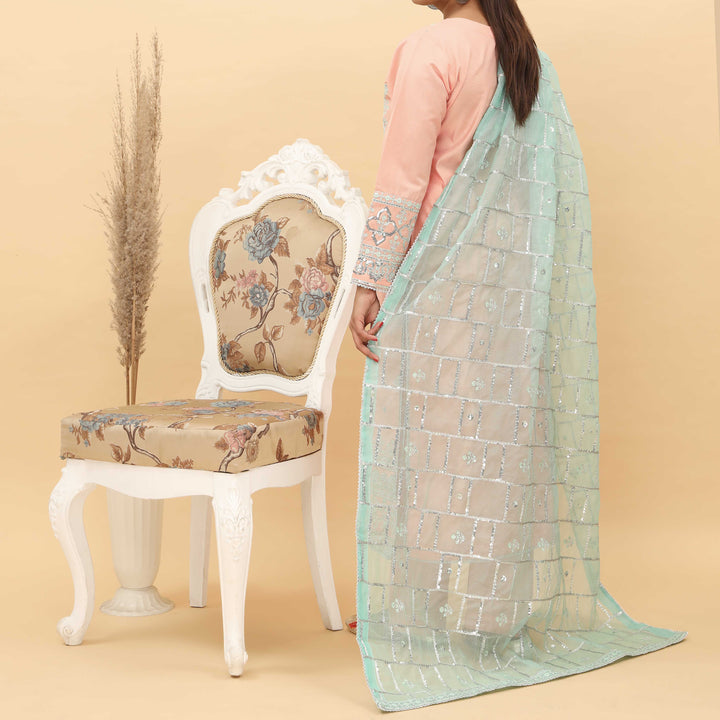 3PC- Embroidered Khadi Net Suit PF5087