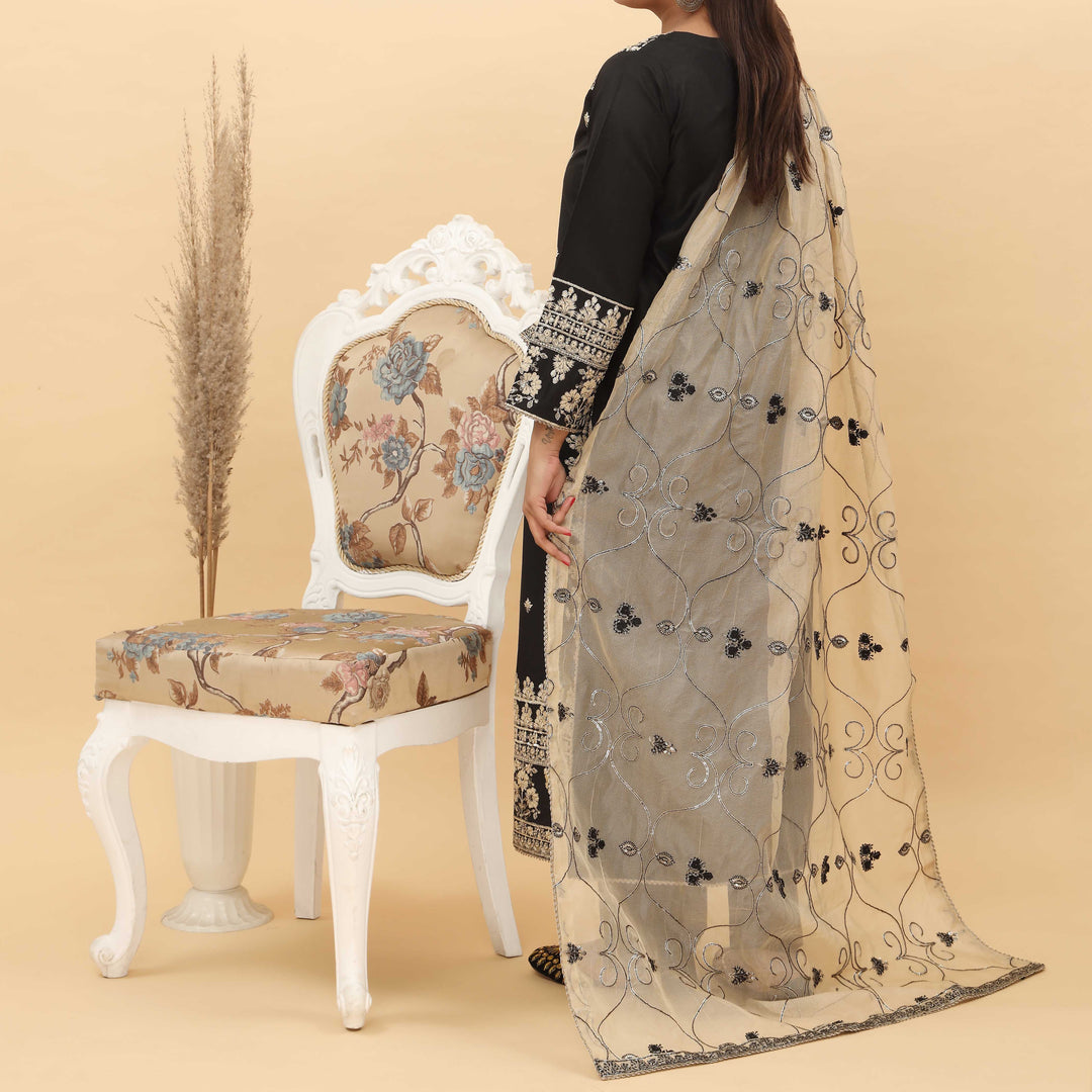 3PC- Embroidered Khadi Net Suit PF5091