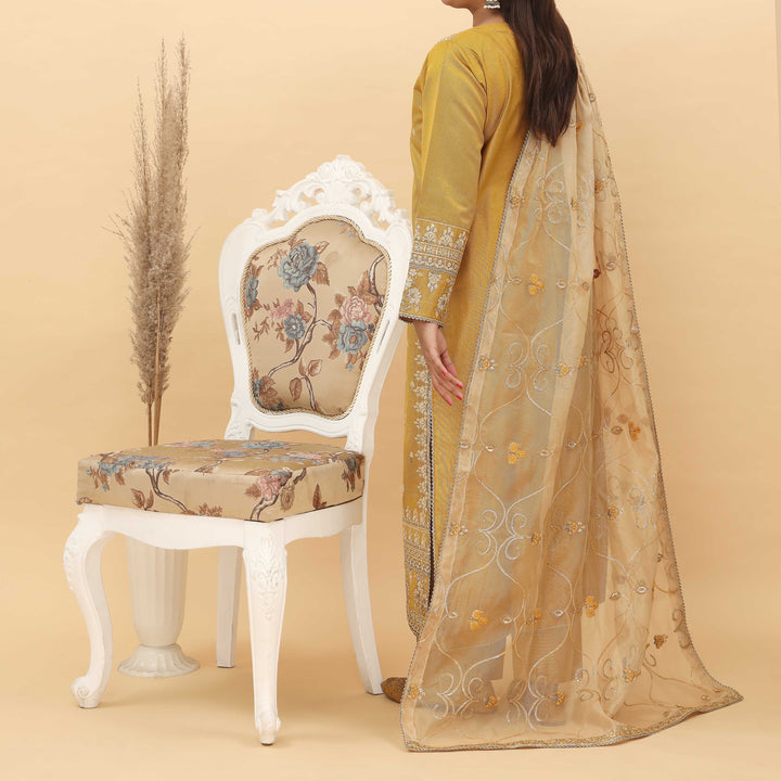 3PC- Embroidered Khadi Net Suit PF5093