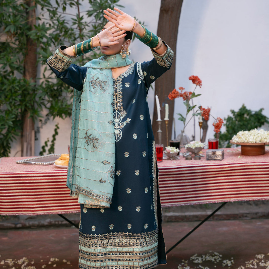 3PC- Embroiderd Khadi Net Suit PF5098