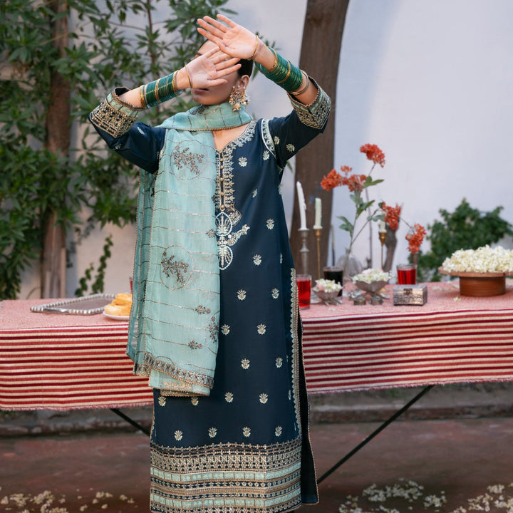 3PC- Embroiderd Khadi Net Suit PF5098
