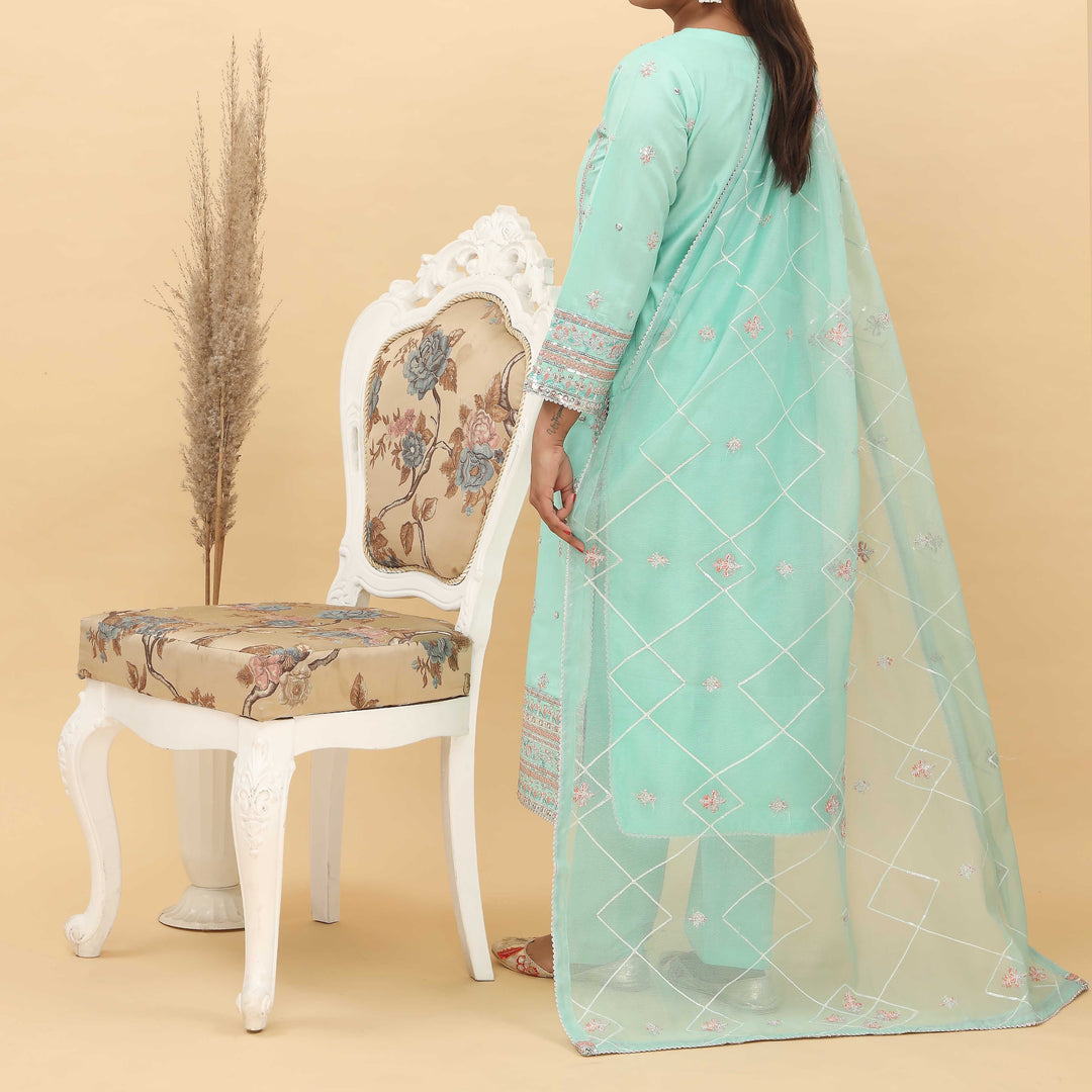 3PC- Embroidered Khadi Net Suit PF5114
