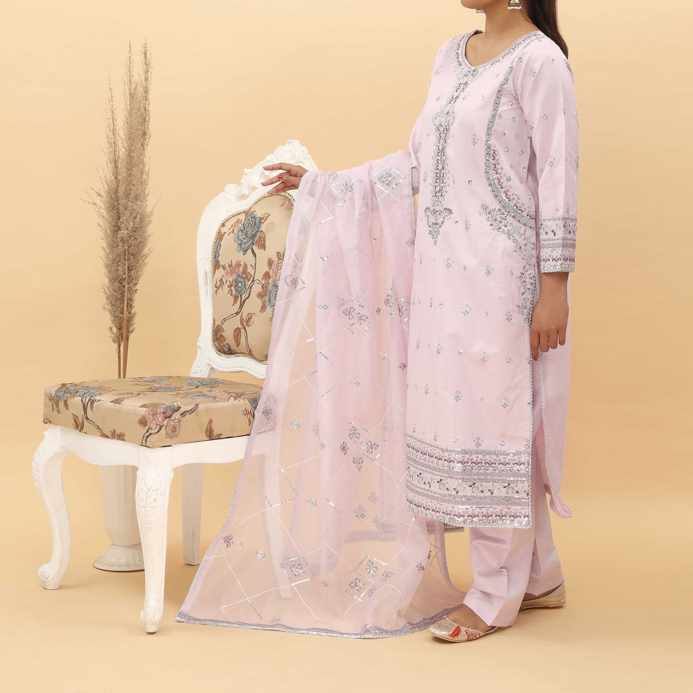 3PC- Embroidered Khadi Net Suit PF5116