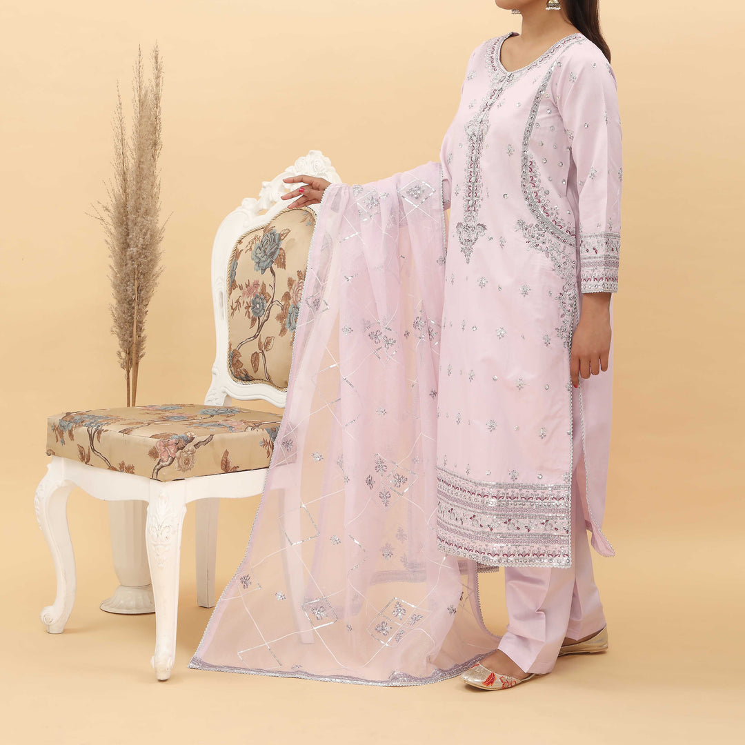 3PC- Embroidered Khadi Net Suit PF5116