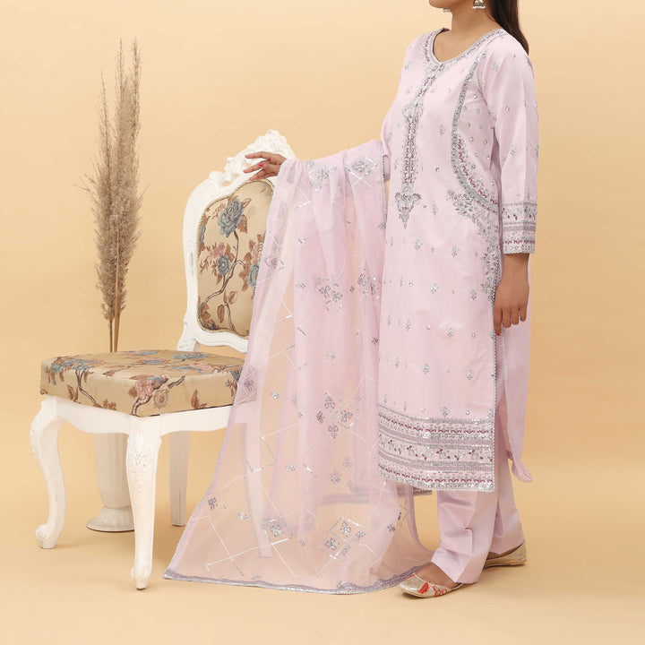3PC- Embroidered Khadi Net Suit PF5116