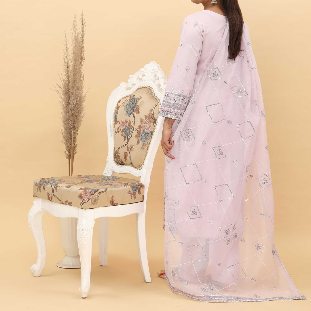 3PC- Embroidered Khadi Net Suit PF5116