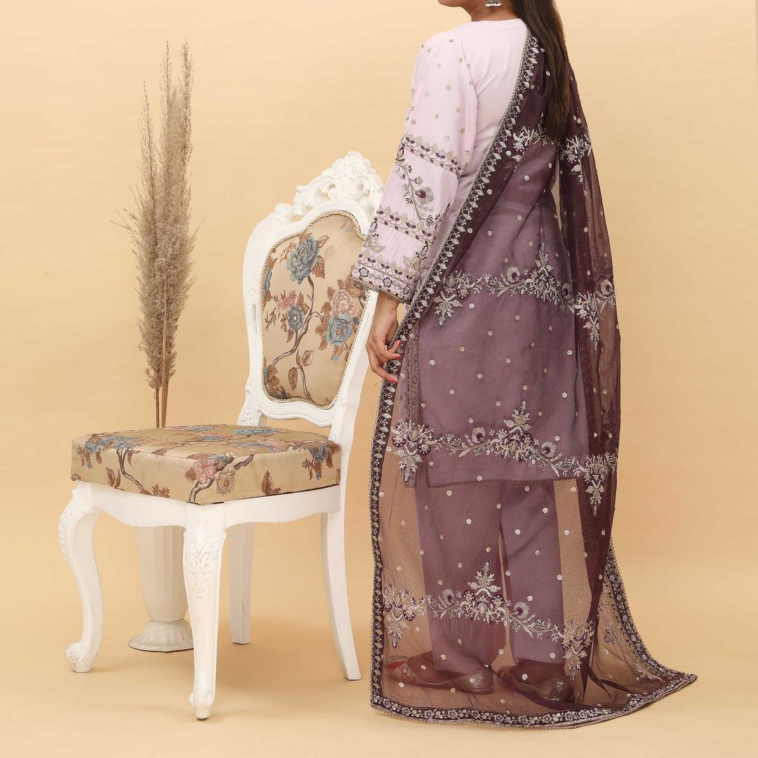 3PC- Embroidered Khadi Net Suit PF5124