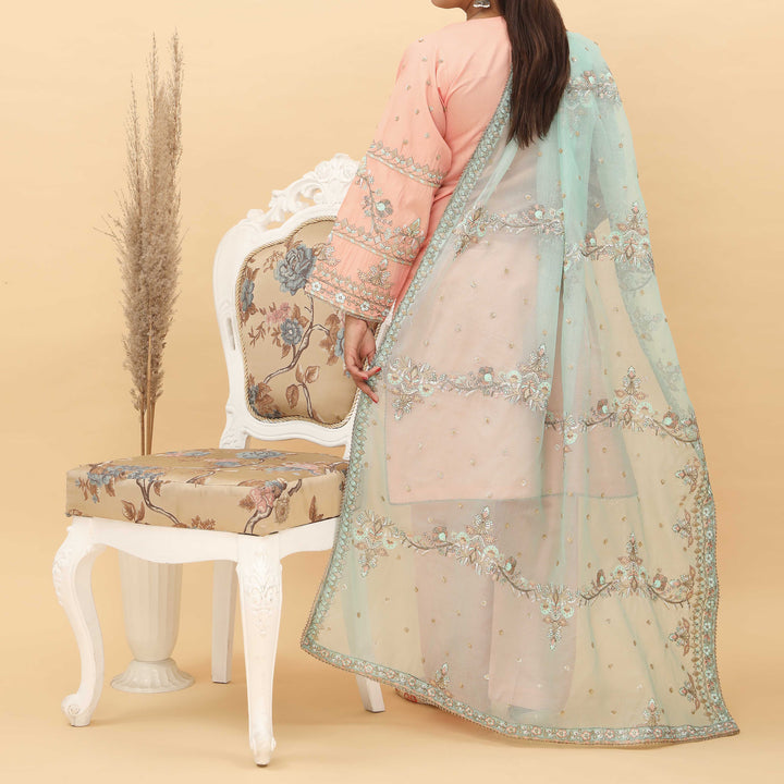 3PC- Embroidered Khadi Net Suit PF5126