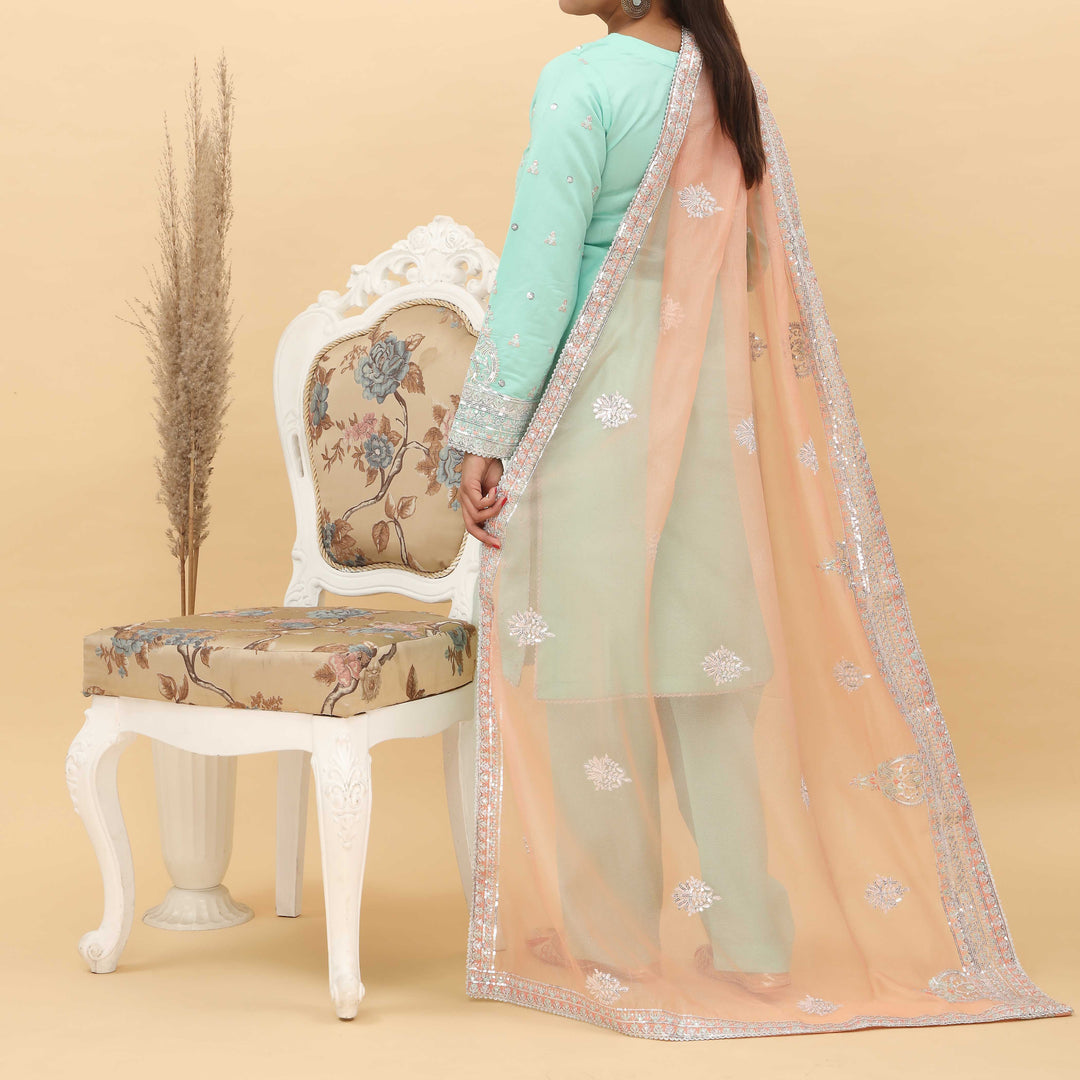 3PC- Embroidered Khadi Net Suit PF5127