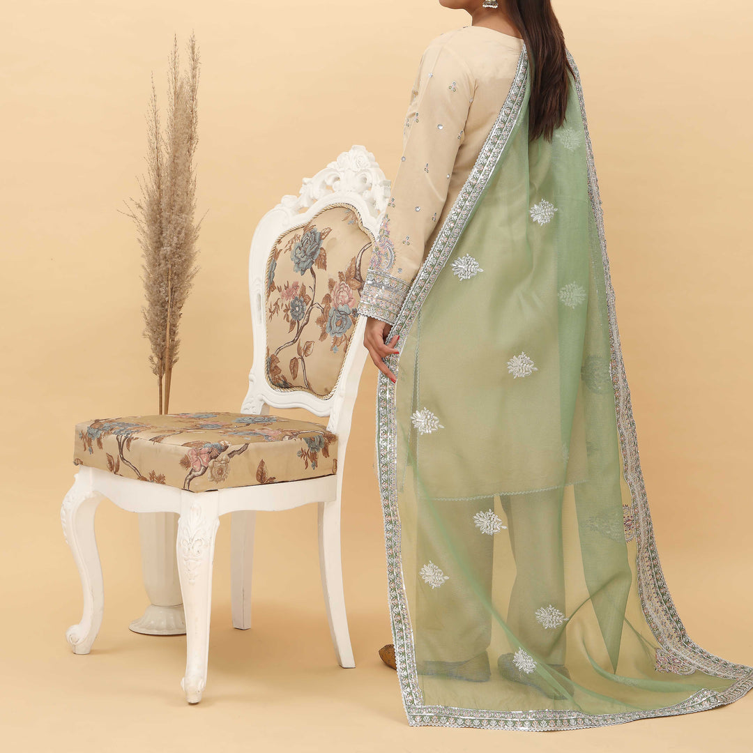 3PC- Embroidered Khadi Net Suit PF5128