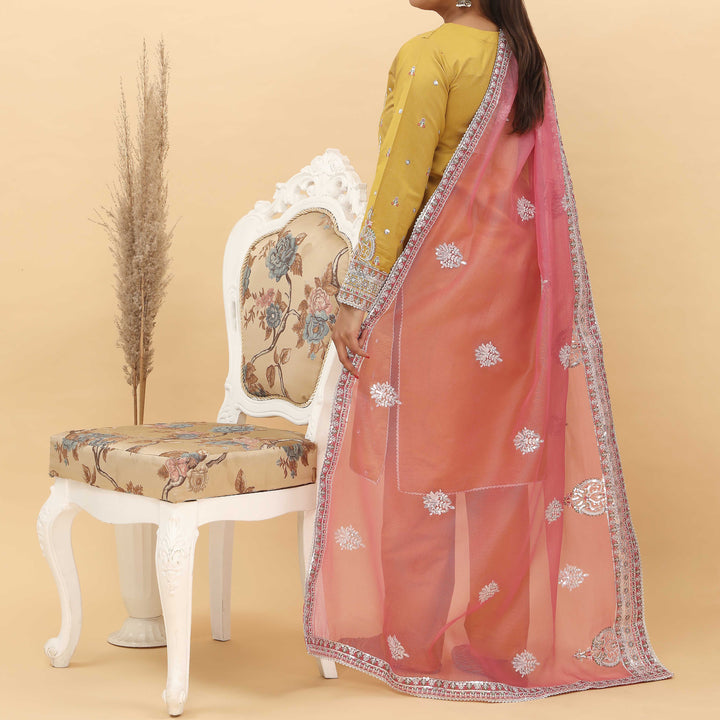 3PC- Embroidered Khadi Net Suit PF5129