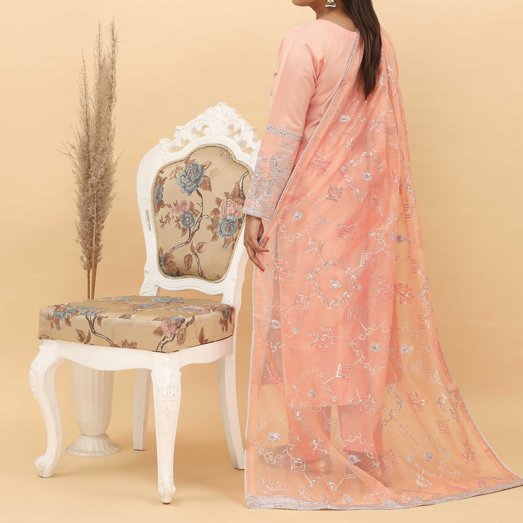 3PC- Embroidered Khadi Net Suit PF5130