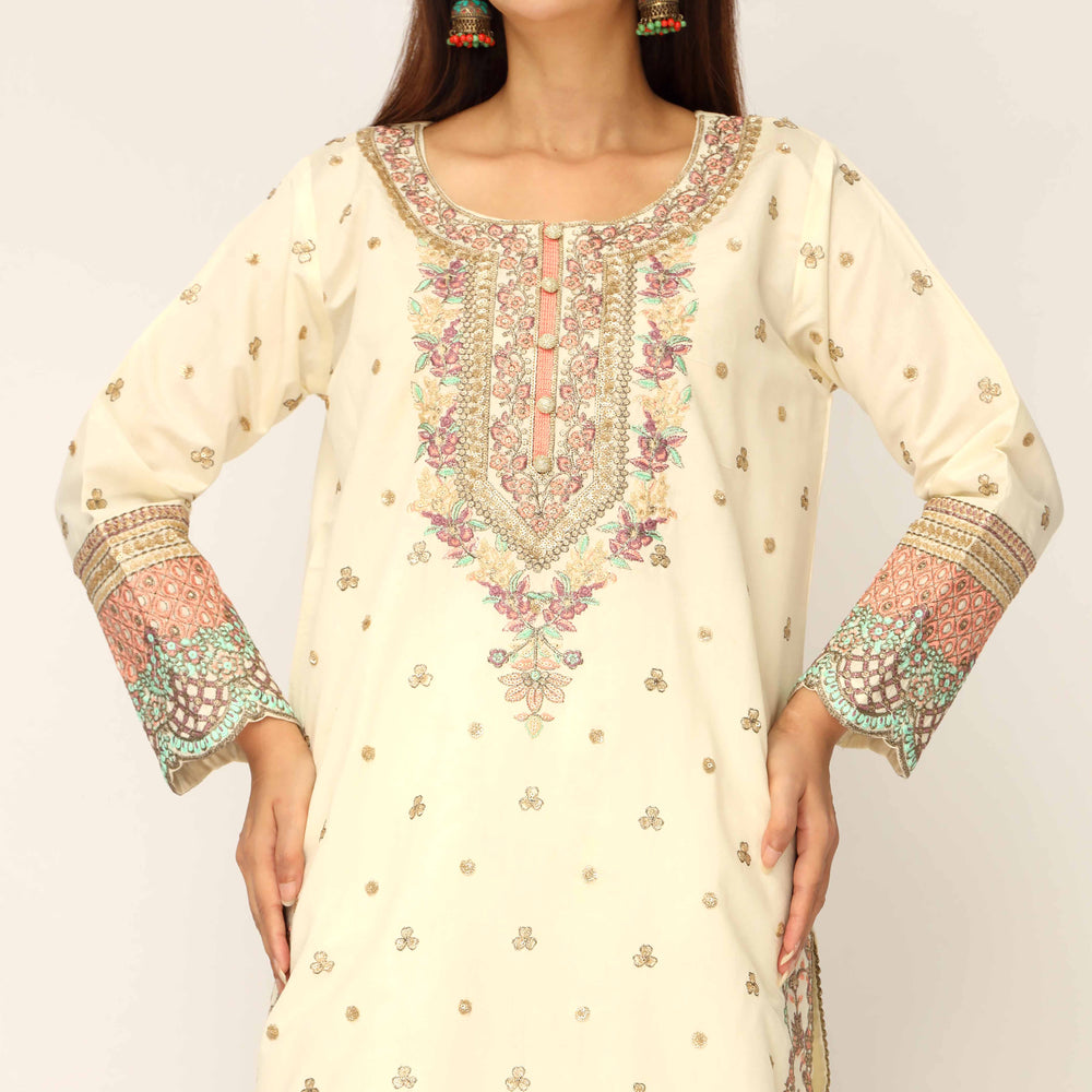 3PC- Khaddi Net Embellished Suit PF5135