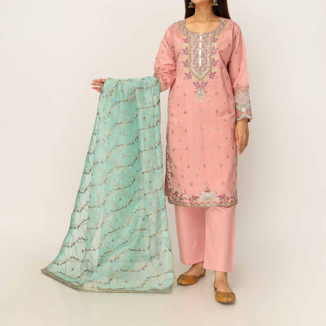 3PC- Khaddi Net Embellished Suit PF5136