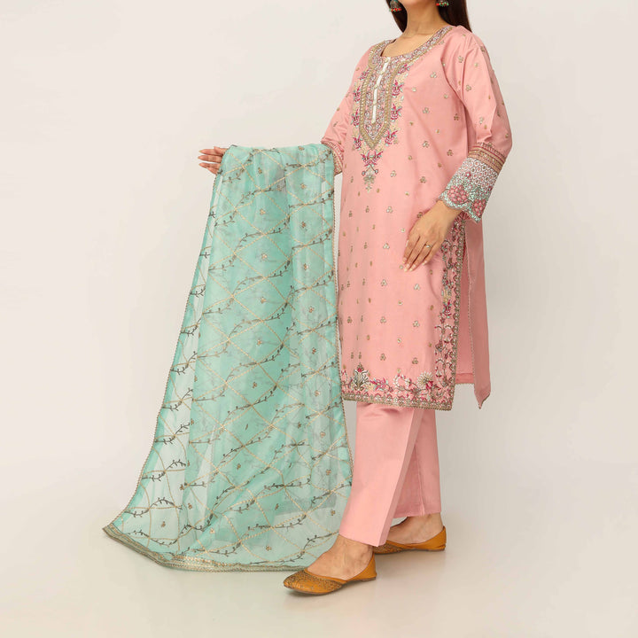 3PC- Khaddi Net Embellished Suit PF5136