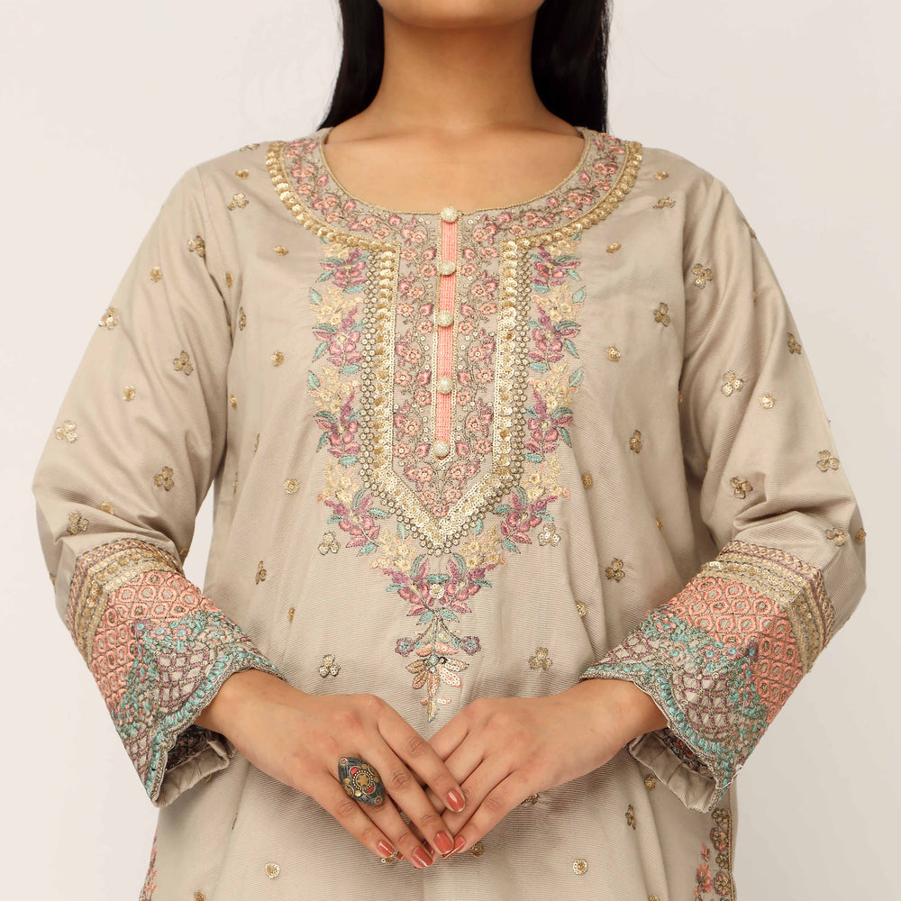3PC- Khaddi Net Embellished Suit PF5138