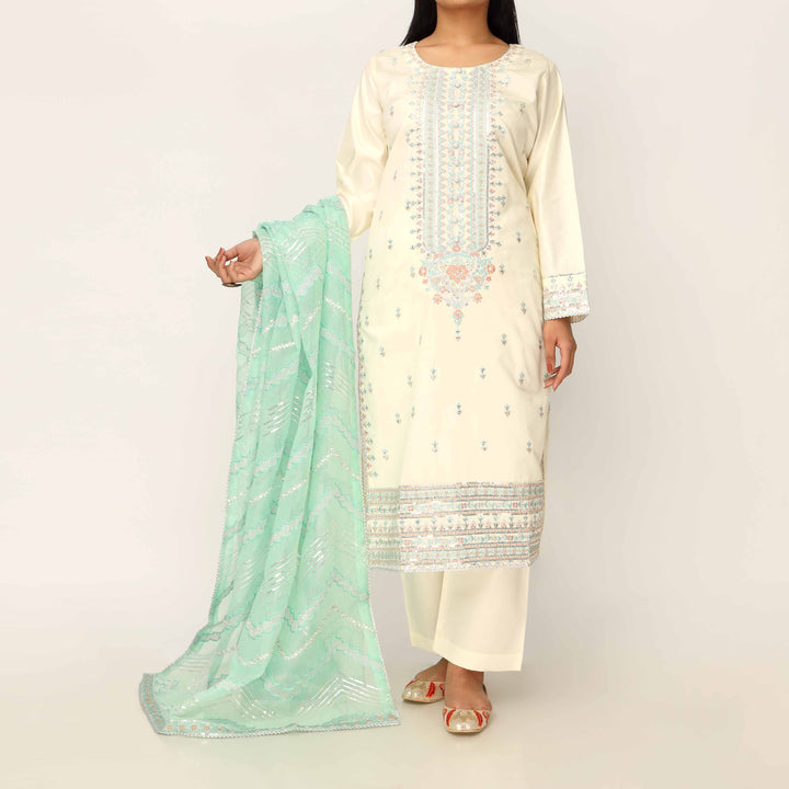 3PC- Khaddi Net Embellished Suit PF5147
