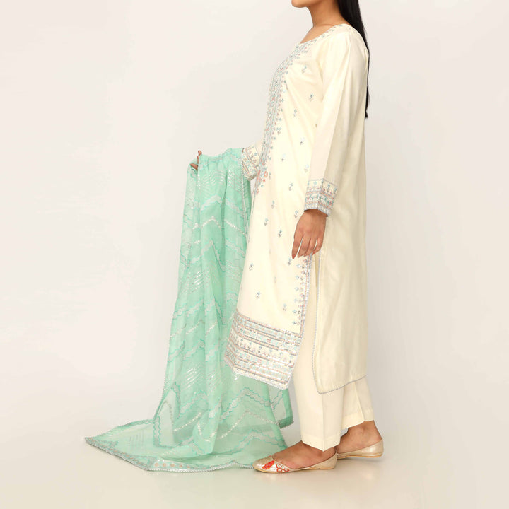 3PC- Khaddi Net Embellished Suit PF5147