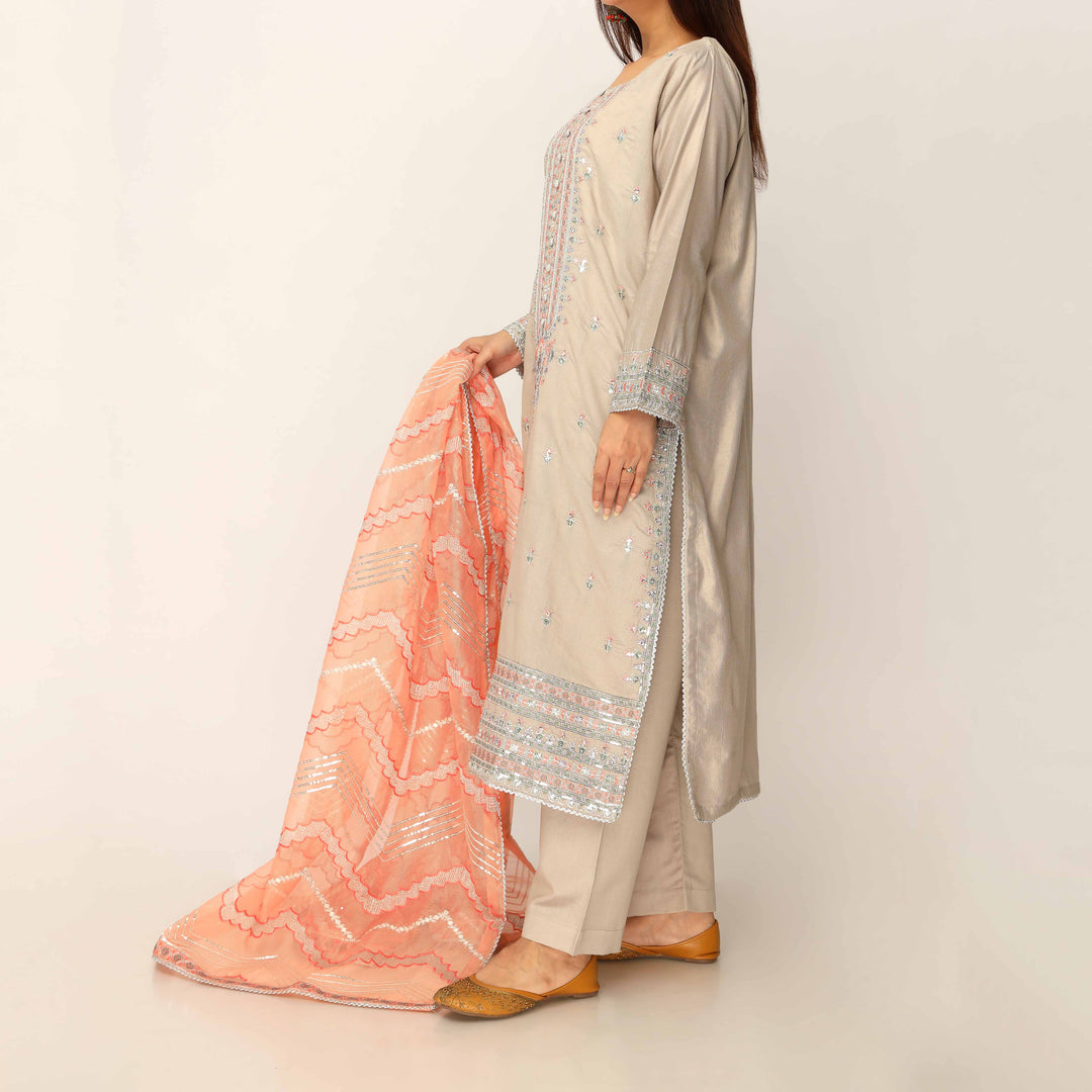 3PC- Khaddi Net Embellished Suit PF5150