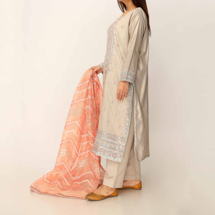 3PC- Khaddi Net Embellished Suit PF5150