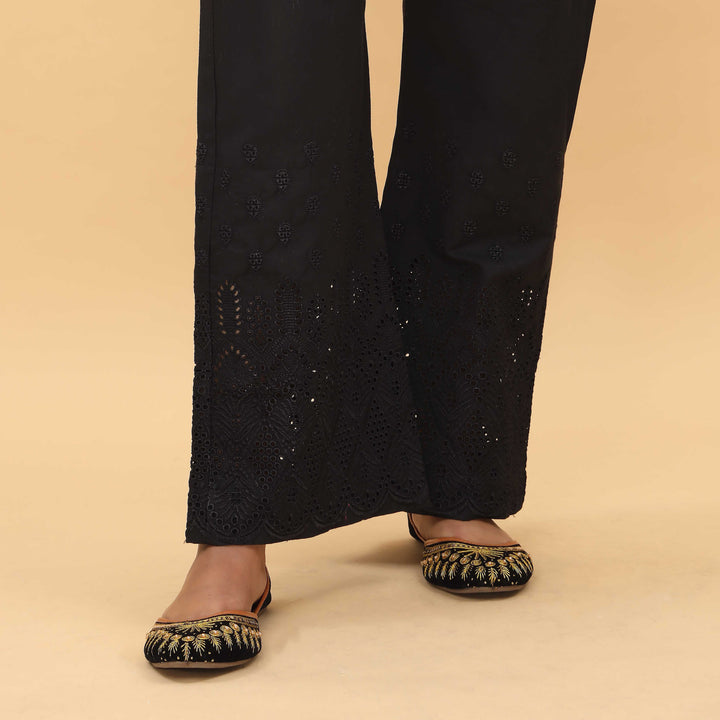 Black Straight Fit Embellished Trouser PL4056