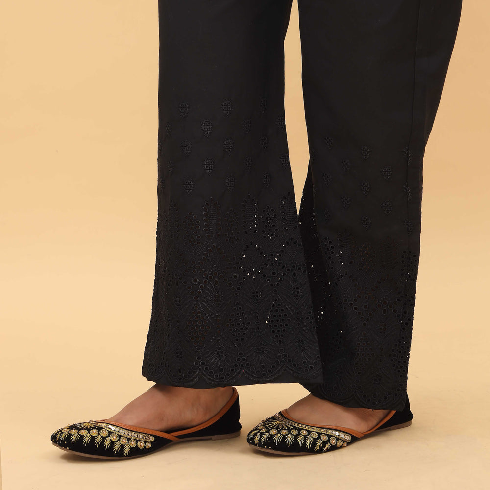 Black Straight Fit Embellished Trouser PL4056