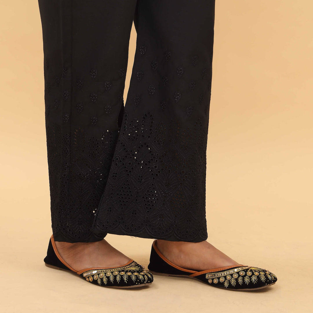 Black Straight Fit Embellished Trouser PL4056