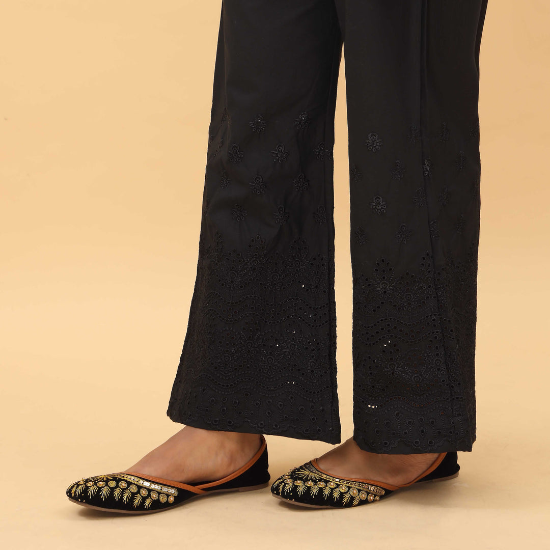 Black Straight Fit Embellished Trouser PL4059