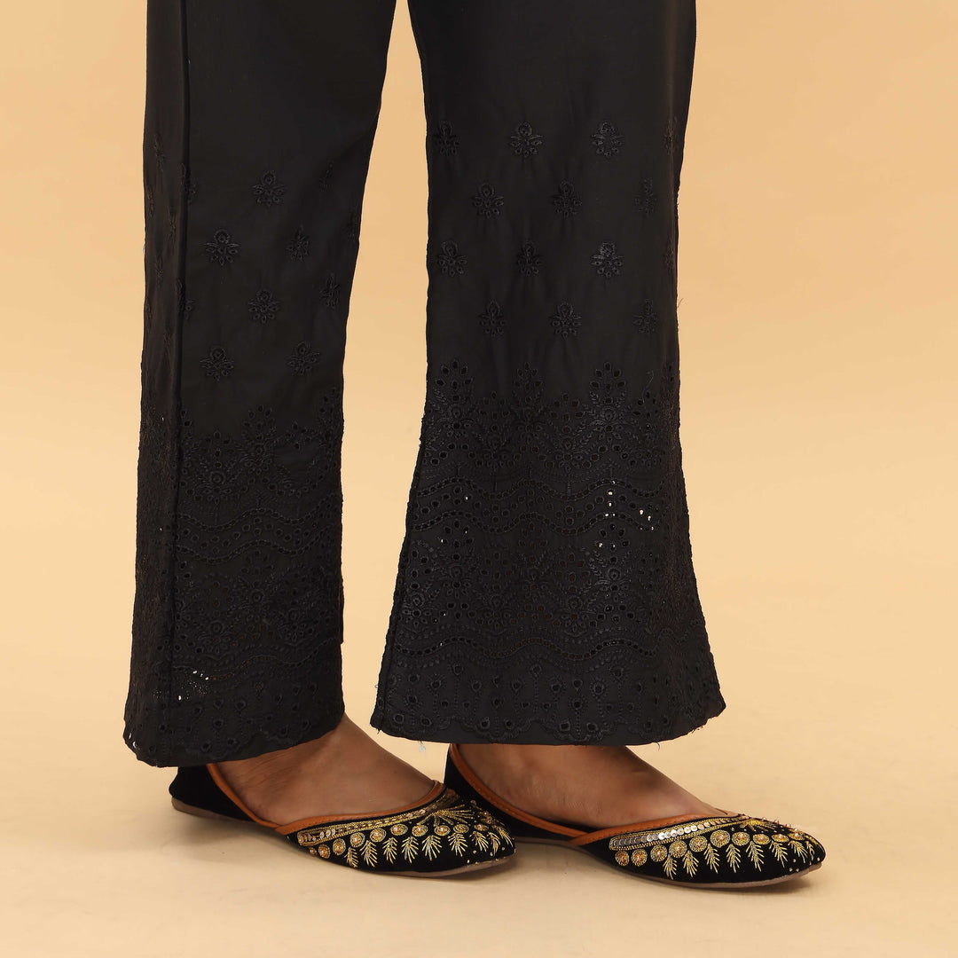 Black Straight Fit Embellished Trouser PL4059