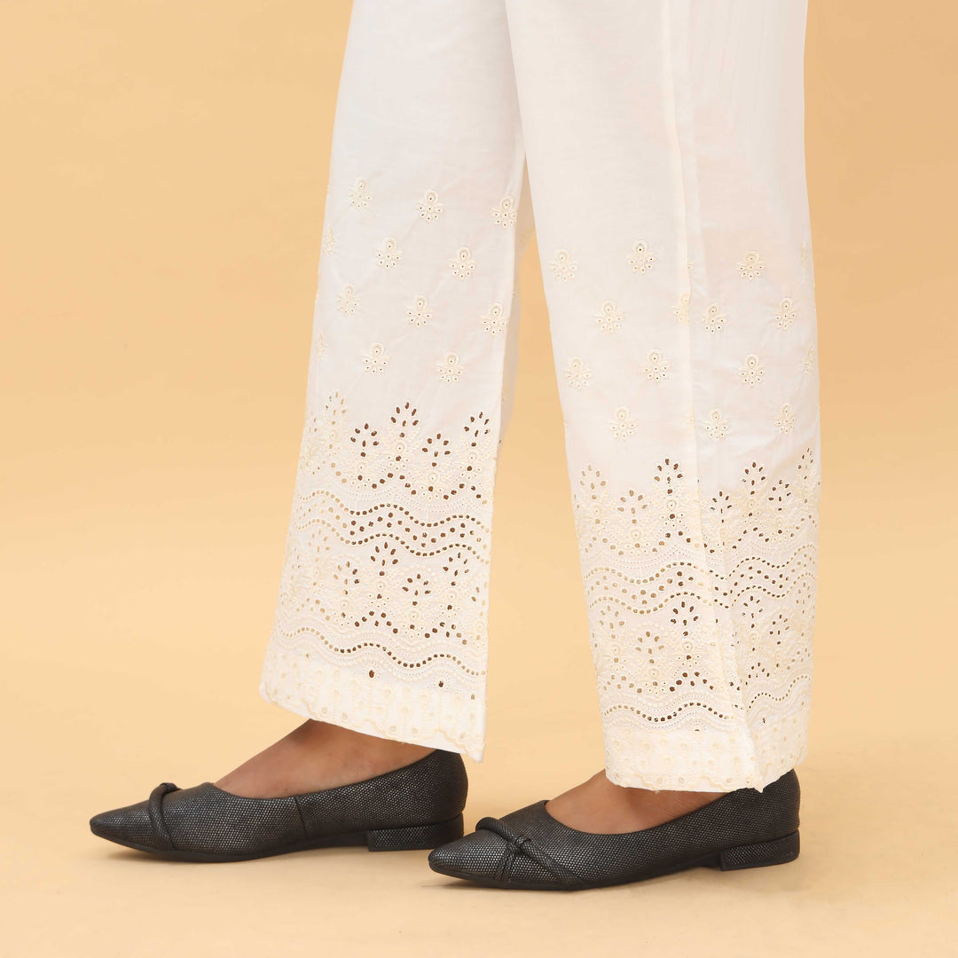 Cream Straight Fit Embellished Trouser PL4061