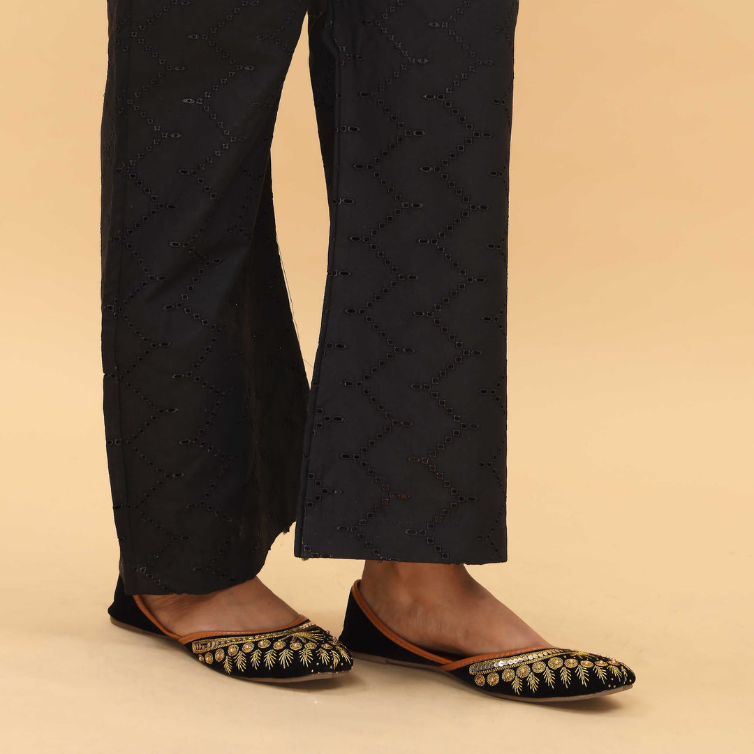 Black Straight Fit Embellished Trouser PL4062