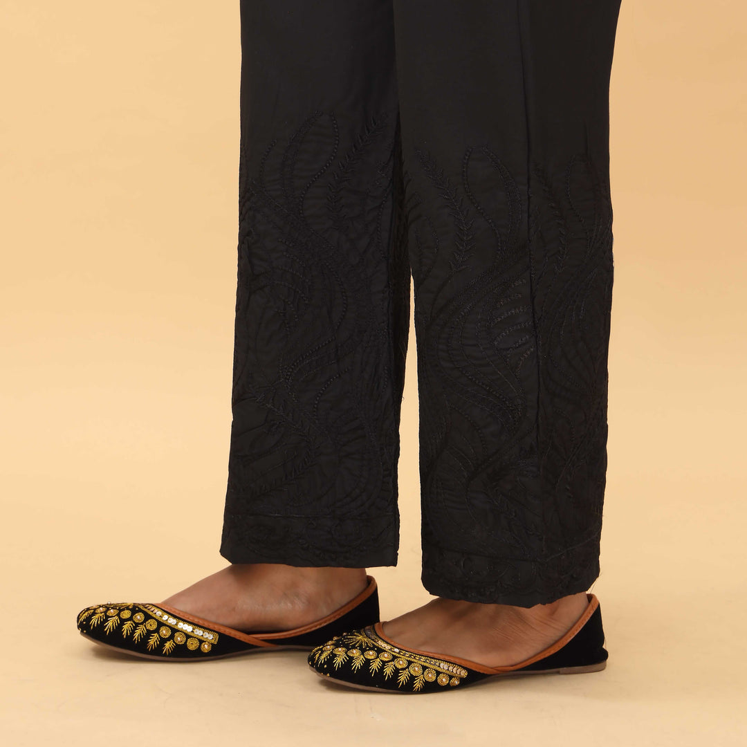 Black Straight Fit Embellished Trouser PL4065