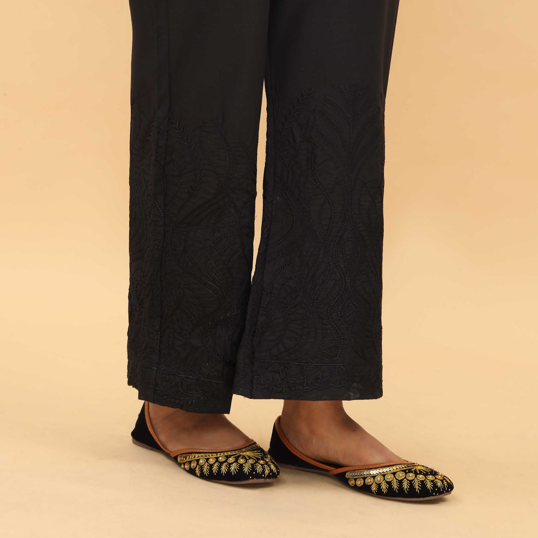Black Straight Fit Embellished Trouser PL4065
