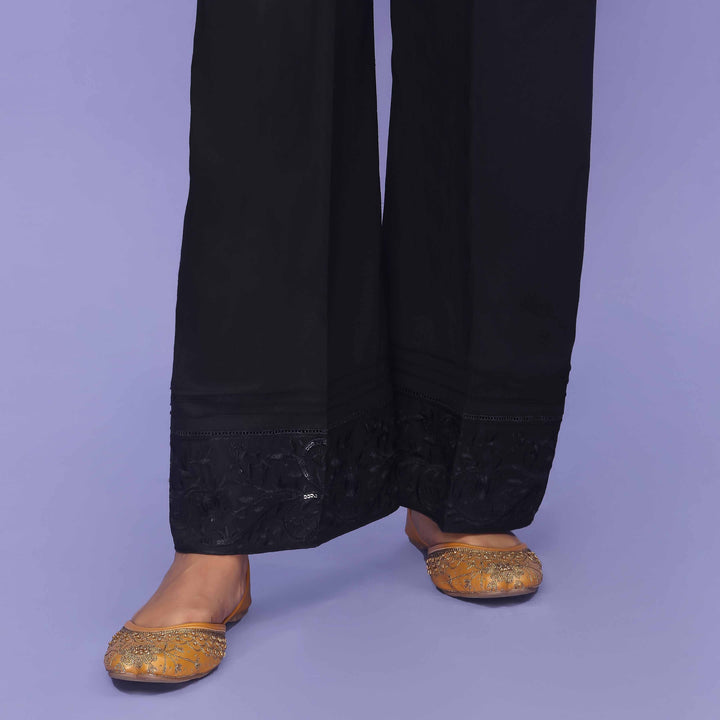 Black Striaght Fit Cambric Trouser PL4074