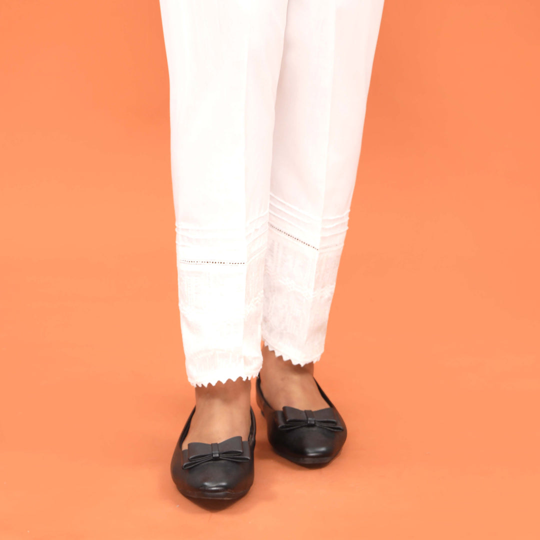 White Slim Fit Plain Trouser PL5001