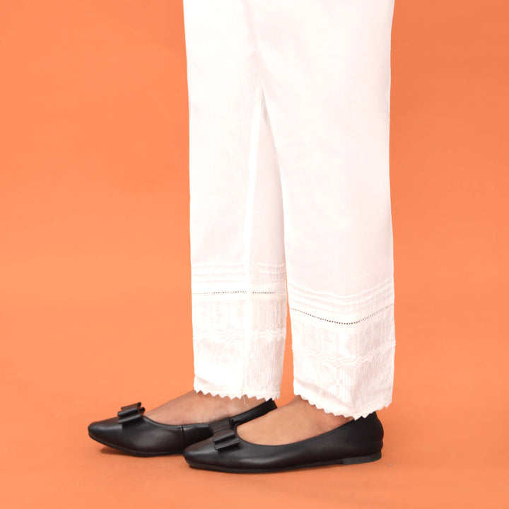 White Slim Fit Plain Trouser PL5001