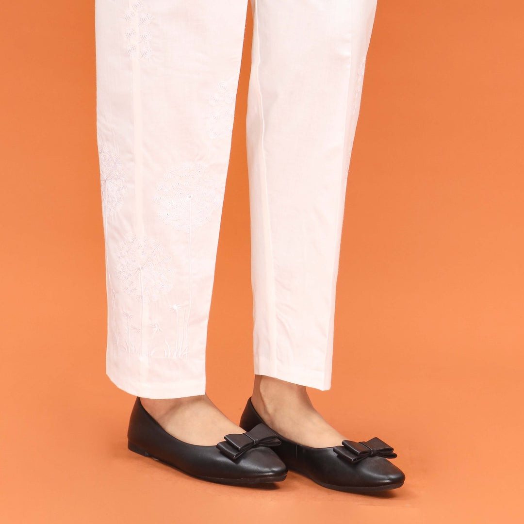 White Slim Fit Plain Trouser PL5004