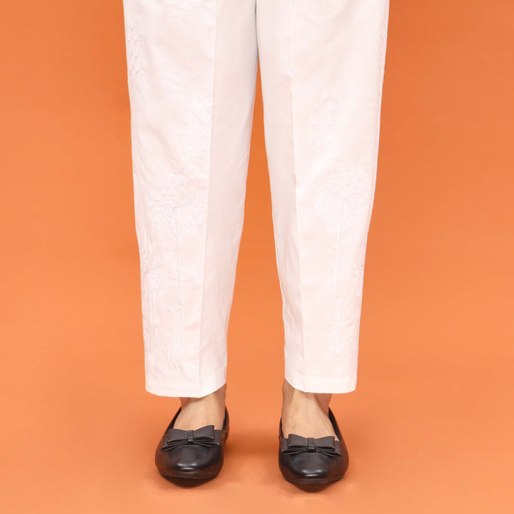 White Slim Fit Plain Trouser PL5004