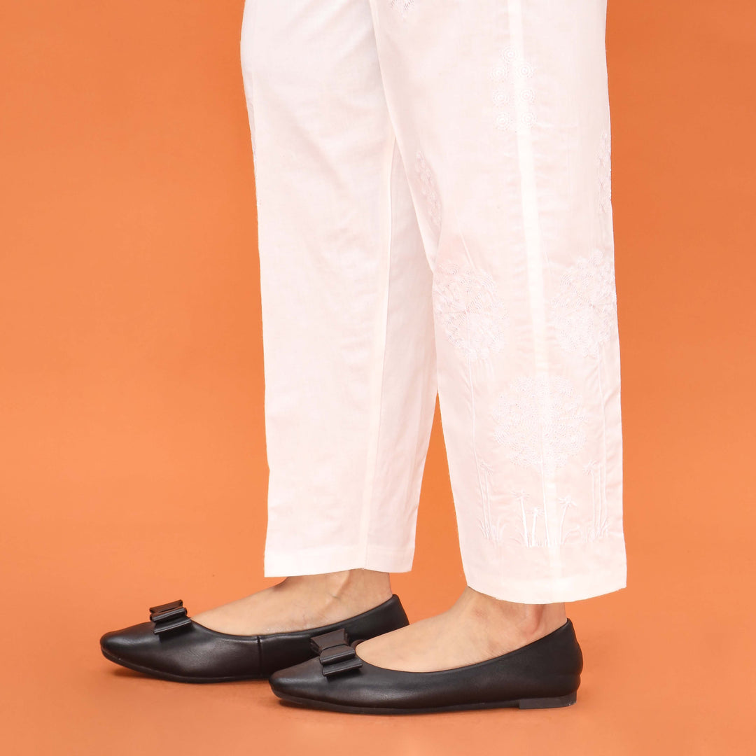 White Slim Fit Plain Trouser PL5004