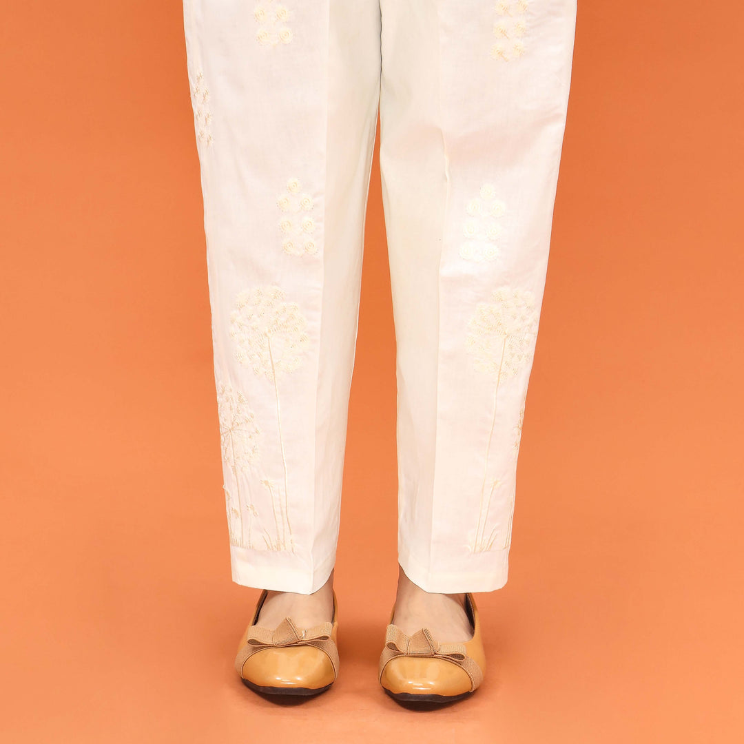 Cream Slim Fit Plain Trouser PL5005