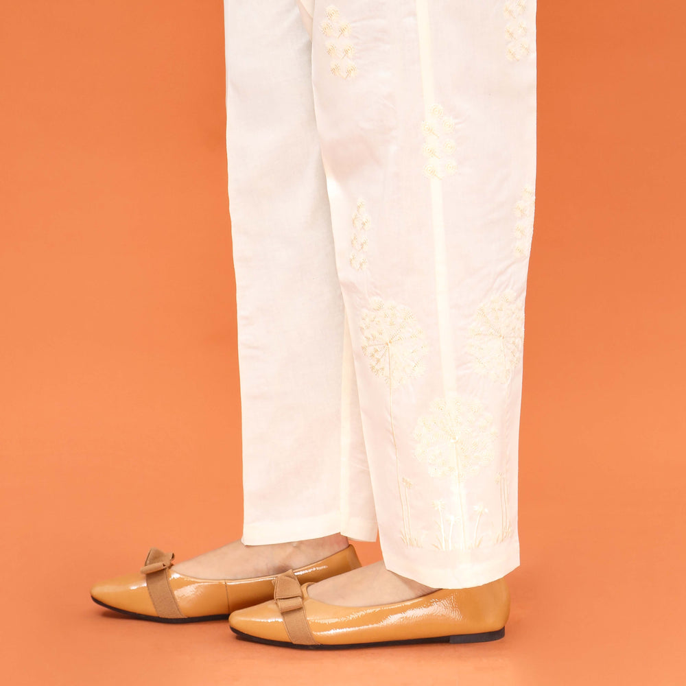 Cream Slim Fit Plain Trouser PL5005