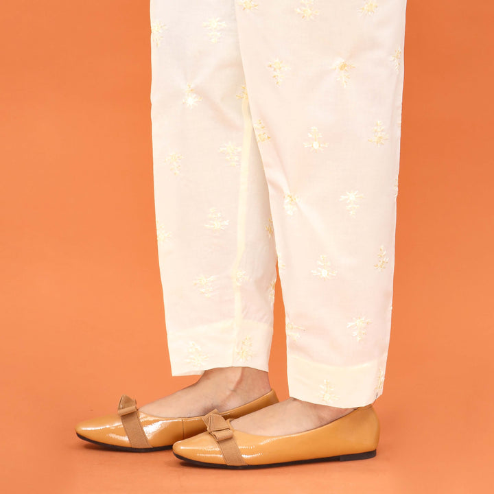 Cream Slim Fit Plain Trouser PL5008