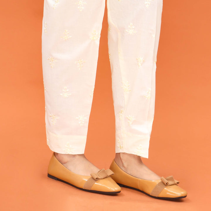 Cream Slim Fit Plain Trouser PL5008