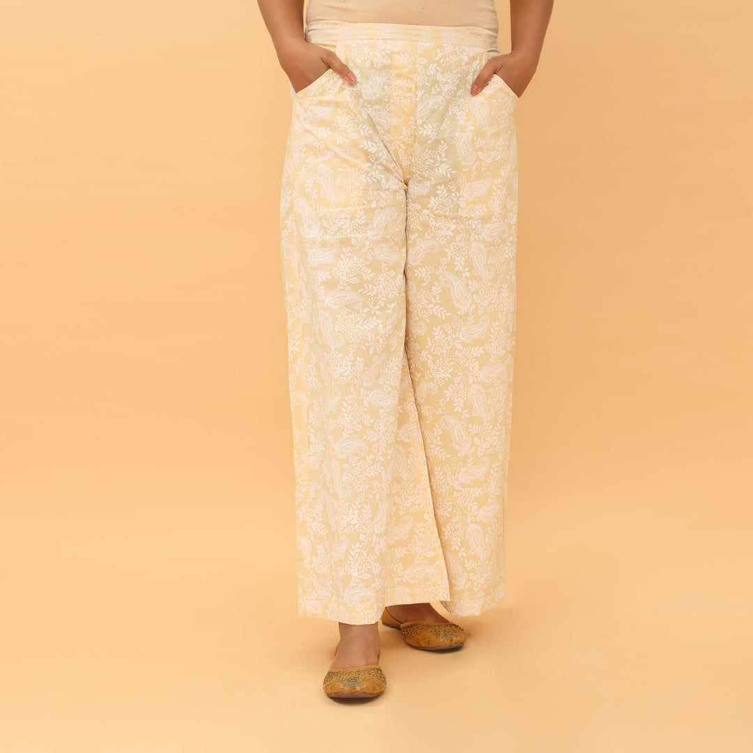 Beige Straight Fit Printed Trouser PL5026